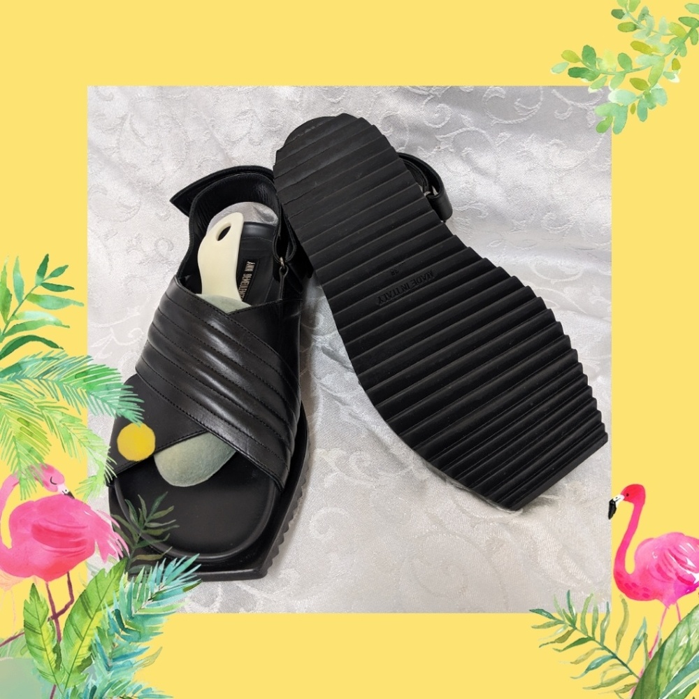 🌹🌹🌹ANN DEMEULEMEESTER BLACK LEATHER SANDALS🌹🌹 - Picture 4 of 8